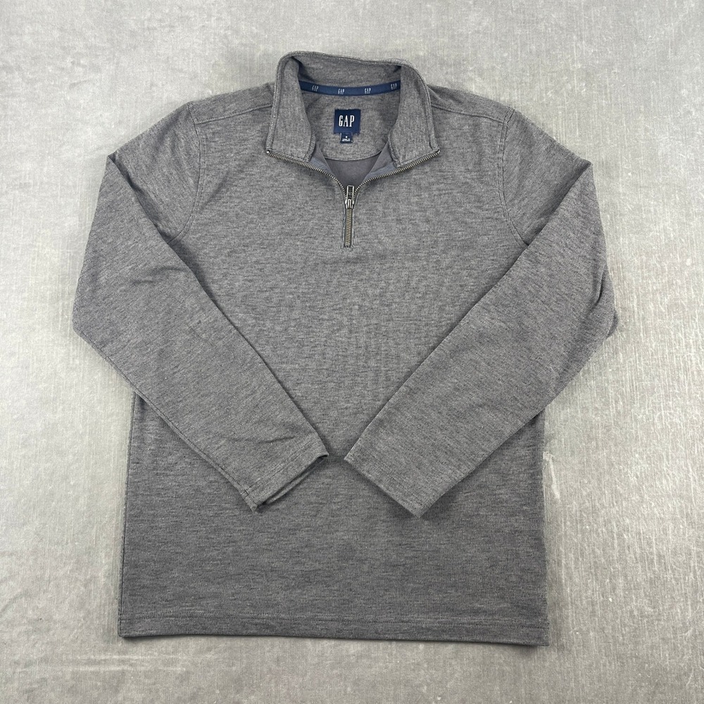 Gap Men S Gray Light Pullover 1/4 Zip Mock Neck Stretch Long Sleeve GP006462